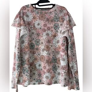 Izuria Women’s Pink & Green floral long-sleeve top Size 2XL